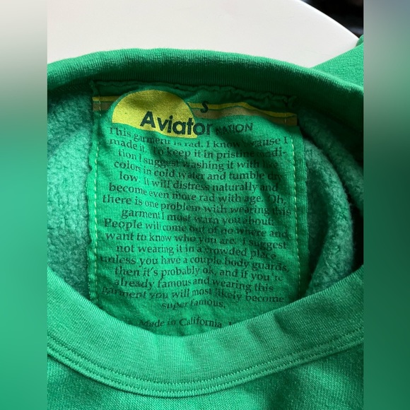 Aviator Nation Bolt Crew Sweatshirt - Kelly Green/White (Unisex S) - Picture 10 of 13